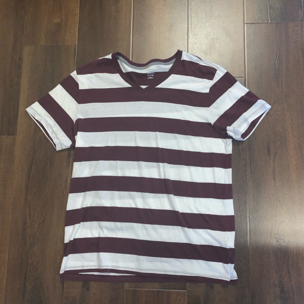 Old Navy Striped Maroon Soft Washed Tee